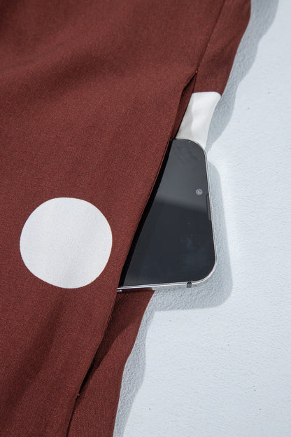 Brown Polka Dot Tie-Waist Dress