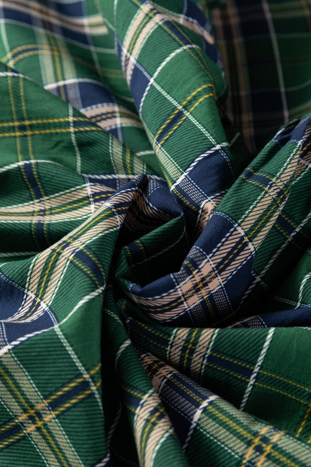 Green Plaid Notched-Neck Mini Dress