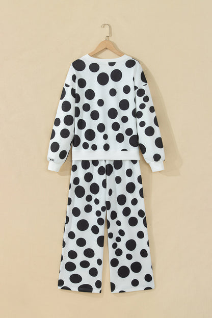 Khaki Polka Dot Relaxed Pant Set