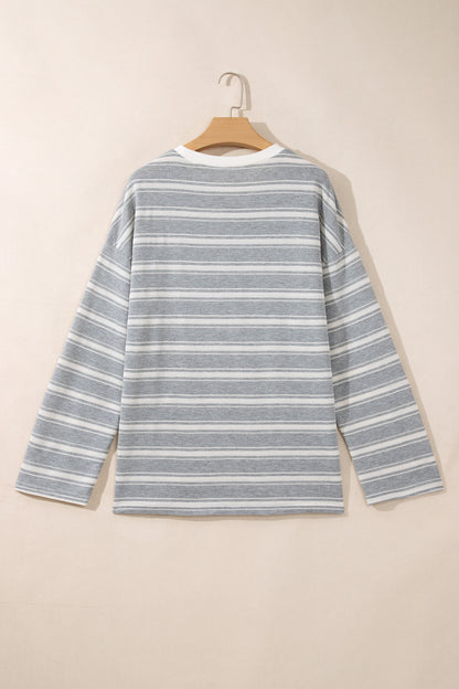 Gray Stripe Relaxed Tunic Top