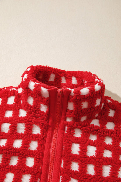 Red Pine Plaid Sherpa Jacket