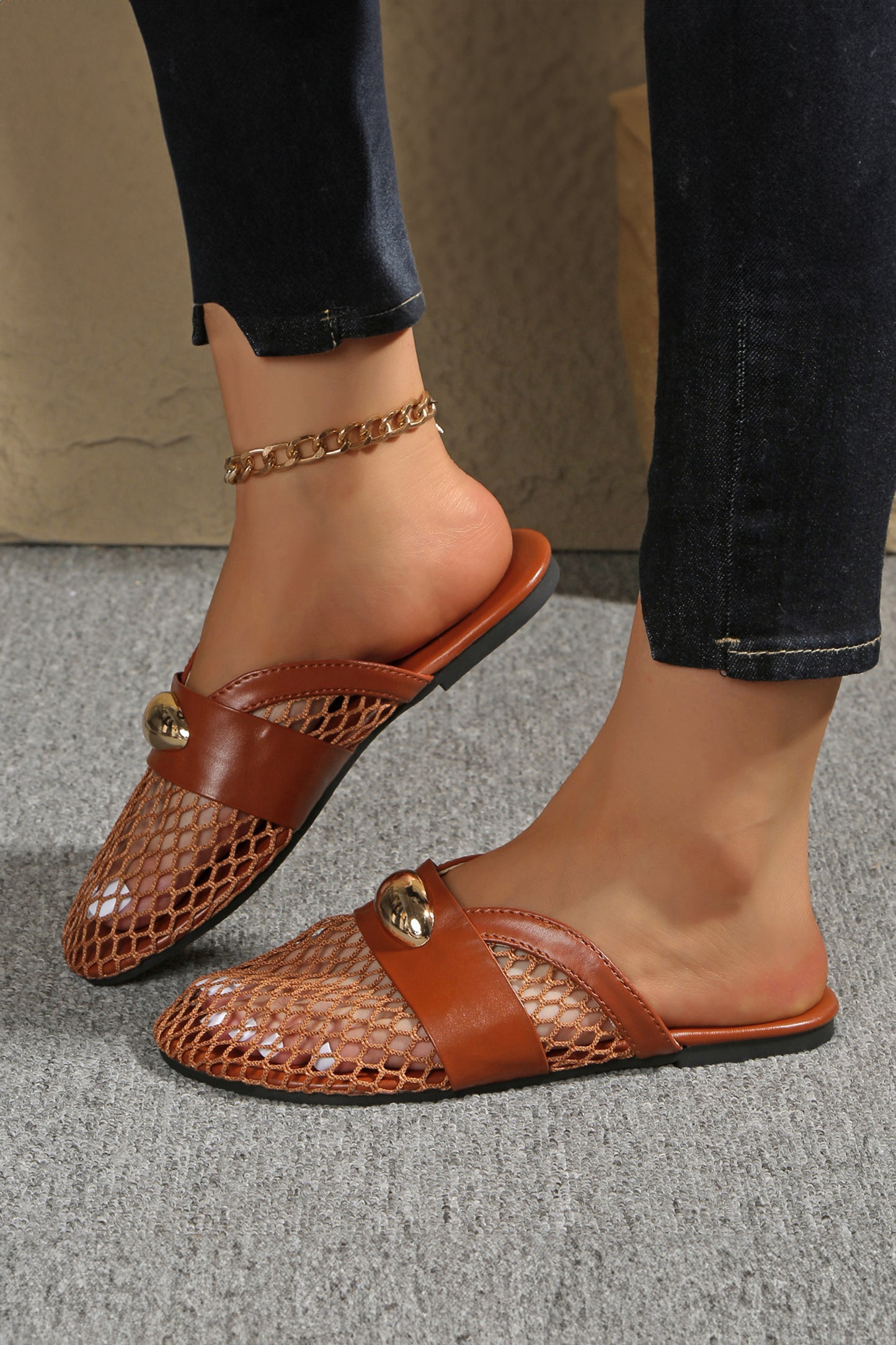 Market Day Mesh Flat Slippers