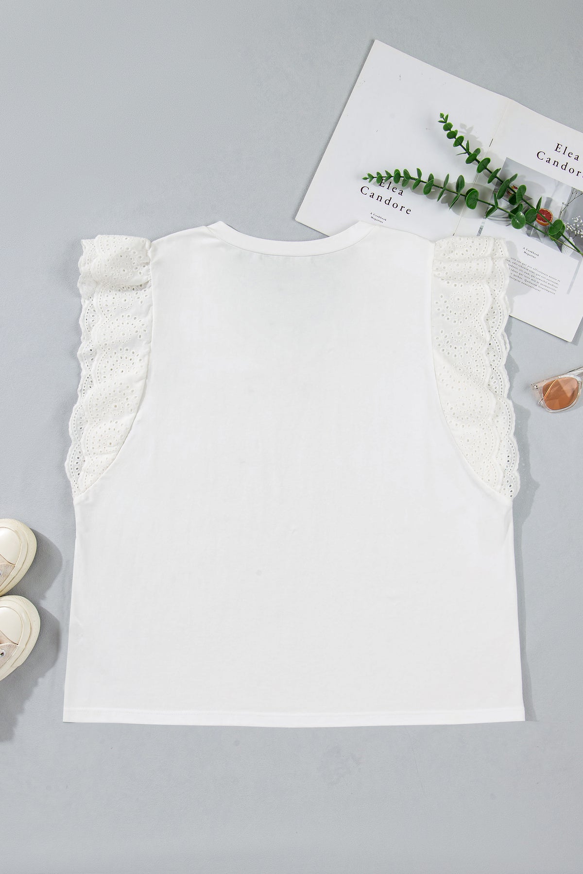 Plus Size Eyelet Crochet Tee