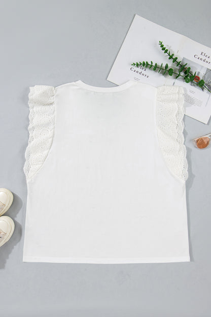 Plus Size Eyelet Crochet Tee
