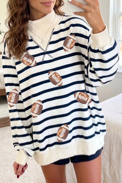 Striped Sequin Rugby Sweatshirt