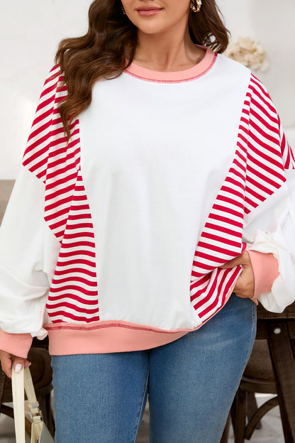 Red Stripe Colorblock Sweatshirt