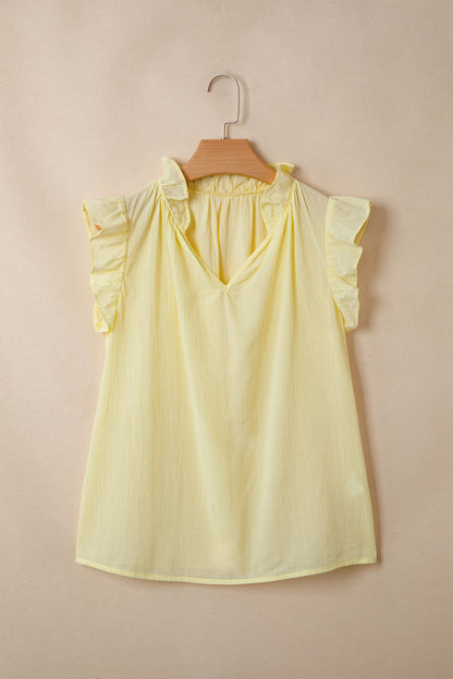Ruffle-Trim Sleeveless V-Neck Top