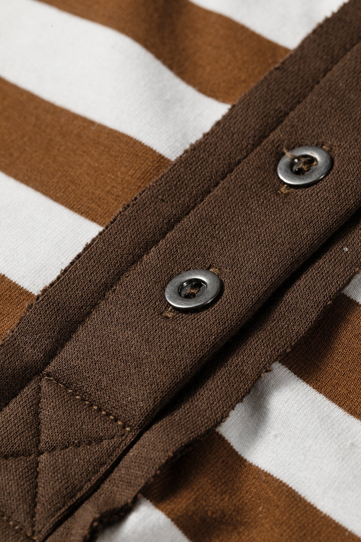 Brown Stripe Exposed-Seam Henley Sweatshirt