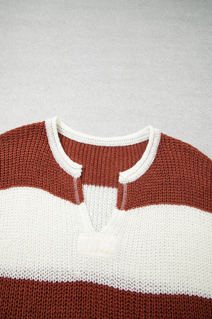 Colorblock Stripe Short Sleeve Sweater