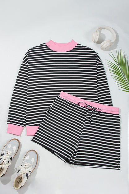 Plus Size Striped Colorblock Top & Shorts Set — product image 2