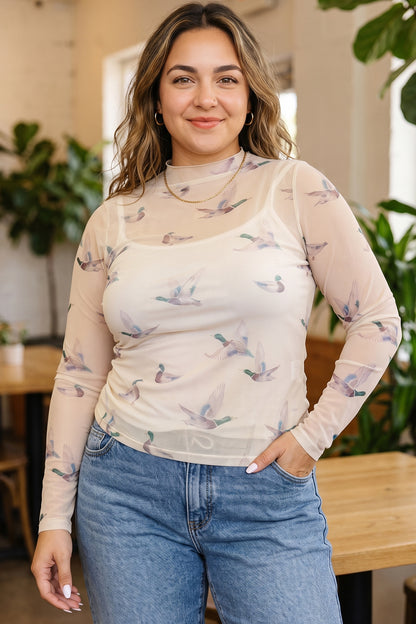 Marsh Duck Mesh Plus Size Blouse