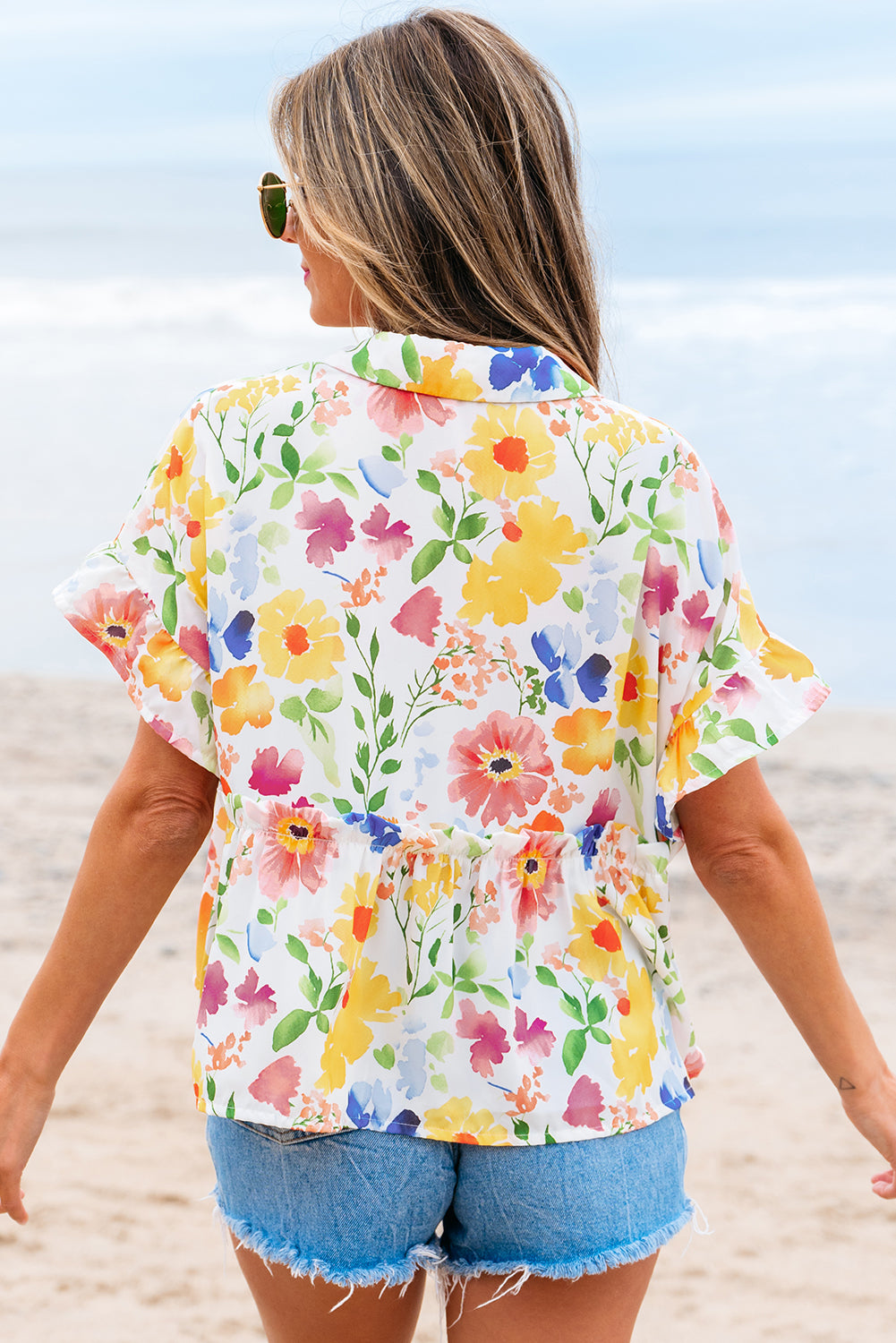 Garden Ruffle Floral Blouse