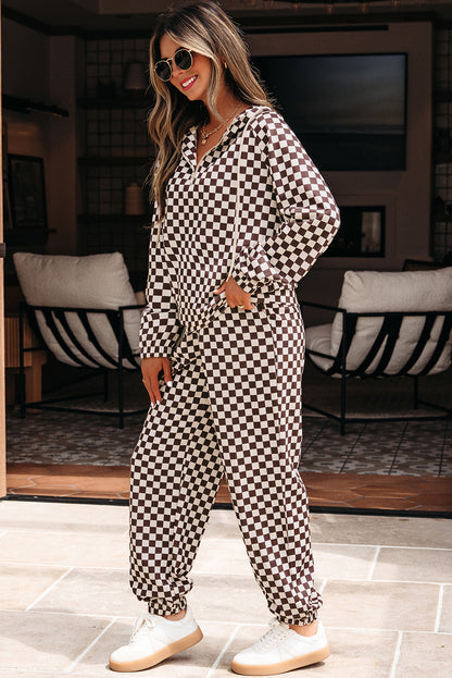 Black Check Athleisure Pant Set