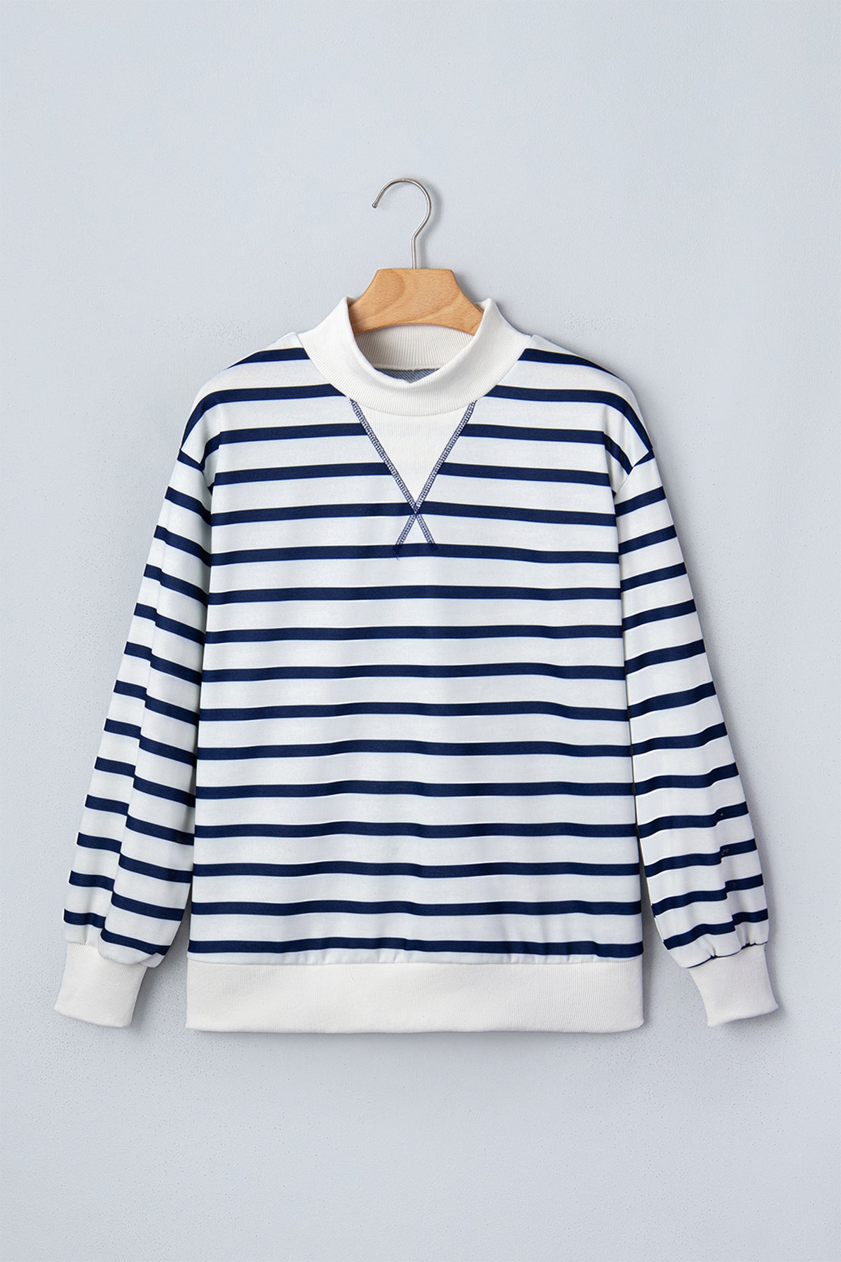 Striped Ribbed-Cuff Sweatshirt