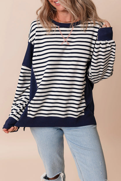 Striped Exposed-Seam Sweatshirt