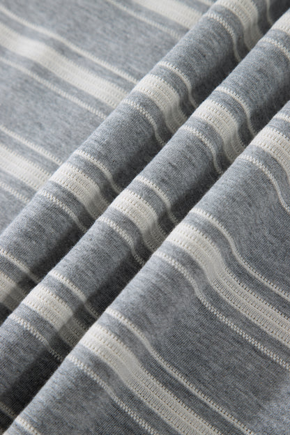 Gray Stripe Relaxed Tunic Top