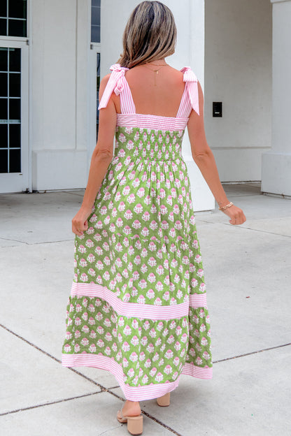 Garden Party Striped Floral Maxi Dress