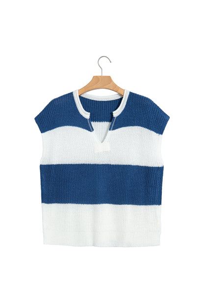 Colorblock Stripe Short Sleeve Sweater