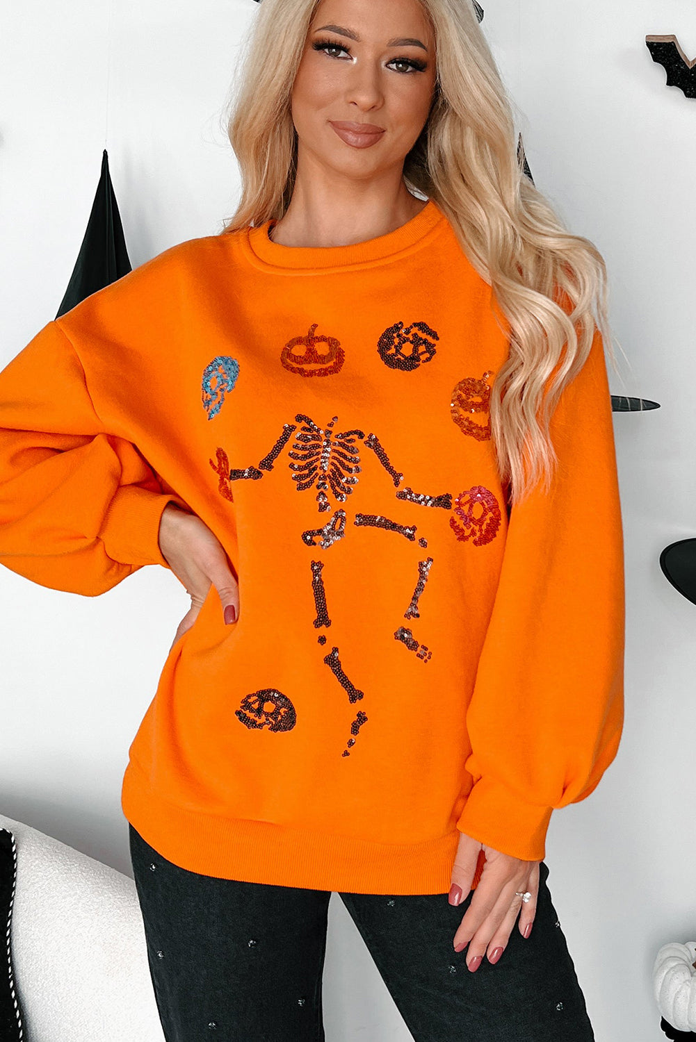 Dancing Critters Sequin Halloween Sweatshirt