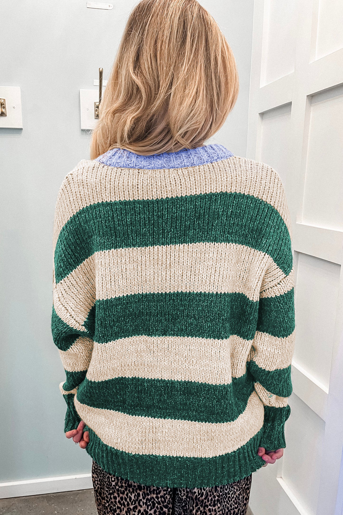 Cider Striped Drop Shoulder Sweater