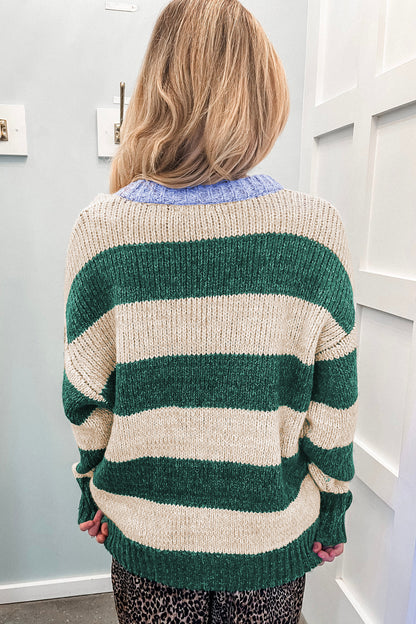 Cider Striped Drop Shoulder Sweater