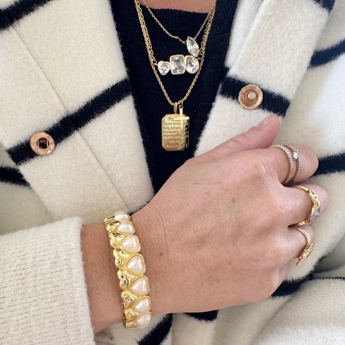 Pearl Heart Cuff