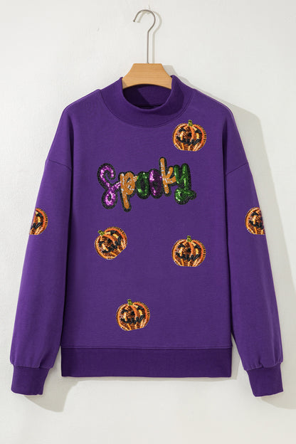 Spooky Pumpkin Sequin Sweatshirt