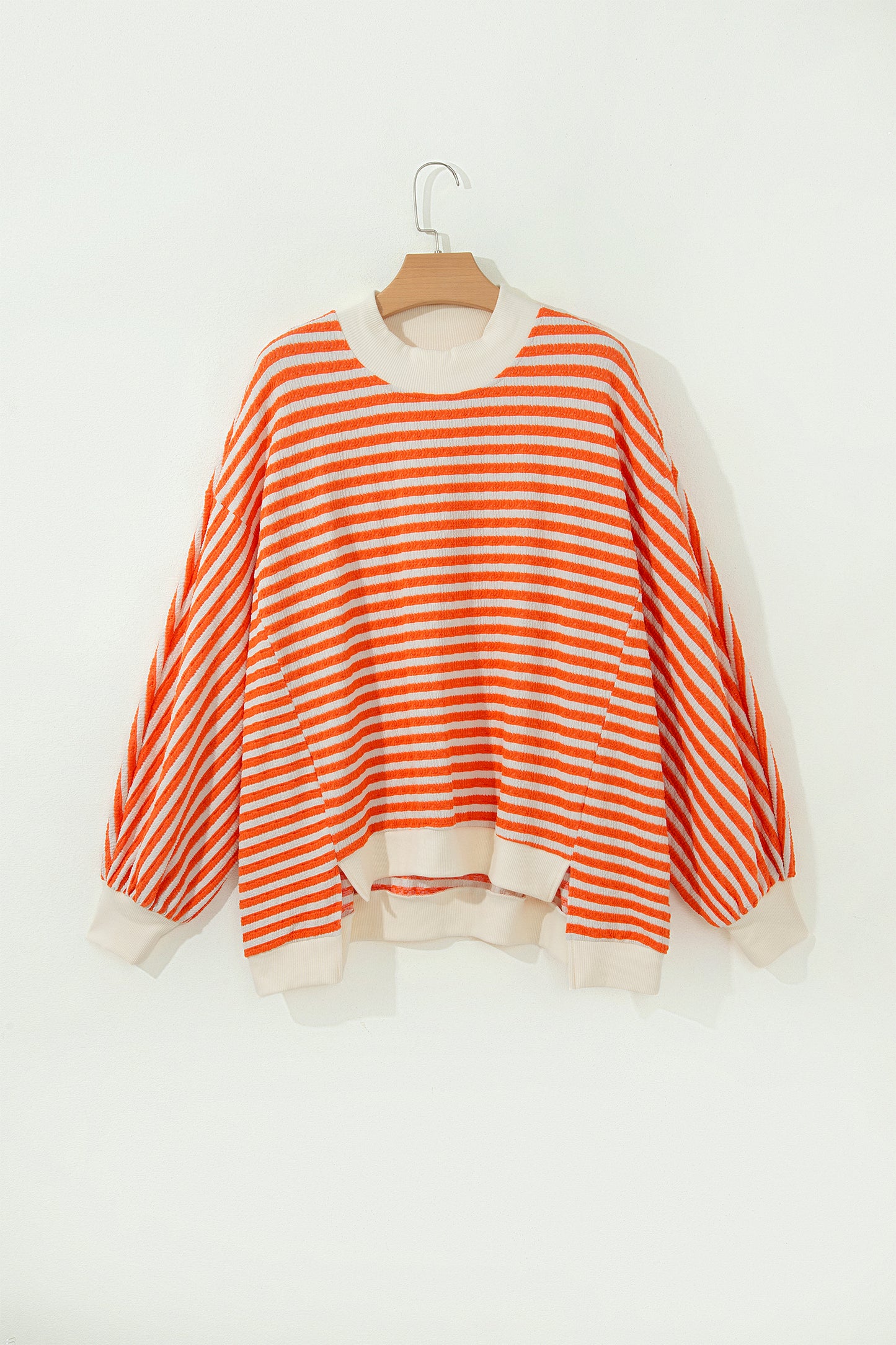 Harvest Stripe Textured Mock Neck Top