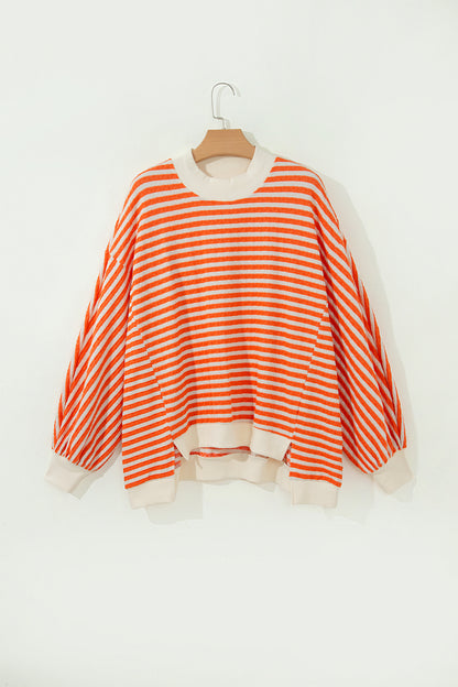 Harvest Stripe Textured Mock Neck Top