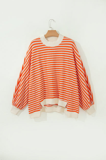 Stripe Textured Mock Neck Long Sleeve Oversized Top — product image 2