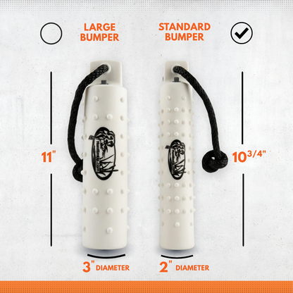 The HuntEmUp 3in Plastic Dog Training Bumper Dummy w/Valve White