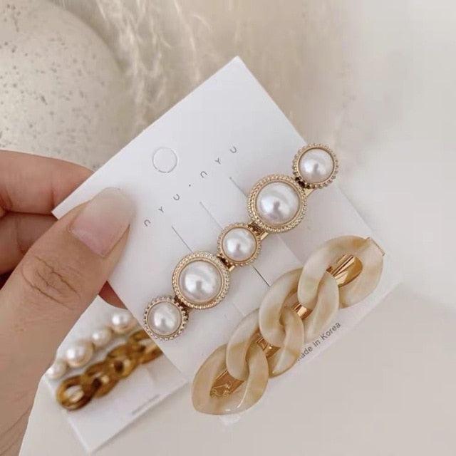 Pearl Chain Hairpin Set - Wedding & Party Hair Accessories