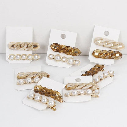 Pearl Chain Hairpin Set - Wedding & Party Hair Accessories
