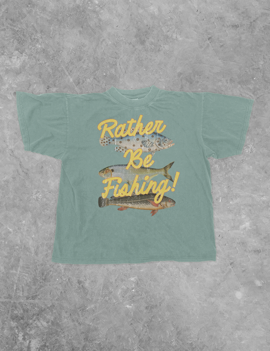 Underground Original Design: Rather Be Fishing, 3 Fish Boxy Cotton TShirt