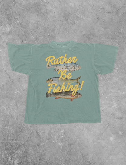 Underground Original Design: Rather Be Fishing, 3 Fish Boxy Cotton TShirt