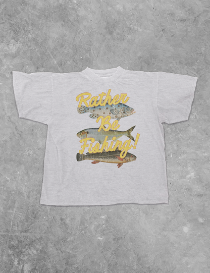 Underground Original Design: Rather Be Fishing, 3 Fish Boxy Cotton TShirt