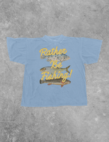Underground Original Design: Rather Be Fishing, 3 Fish Boxy Cotton TShirt