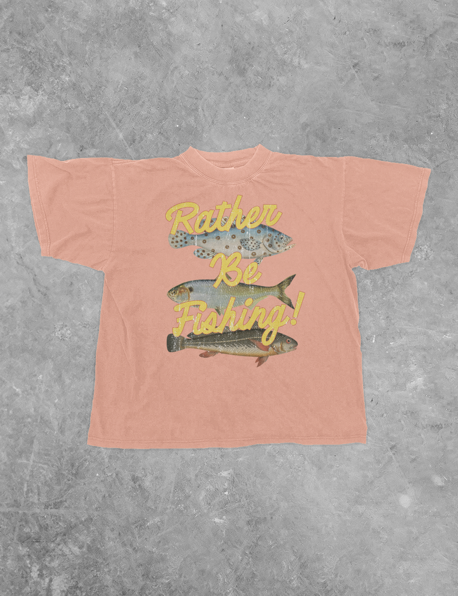 Underground Original Design: Rather Be Fishing, 3 Fish Boxy Cotton TShirt