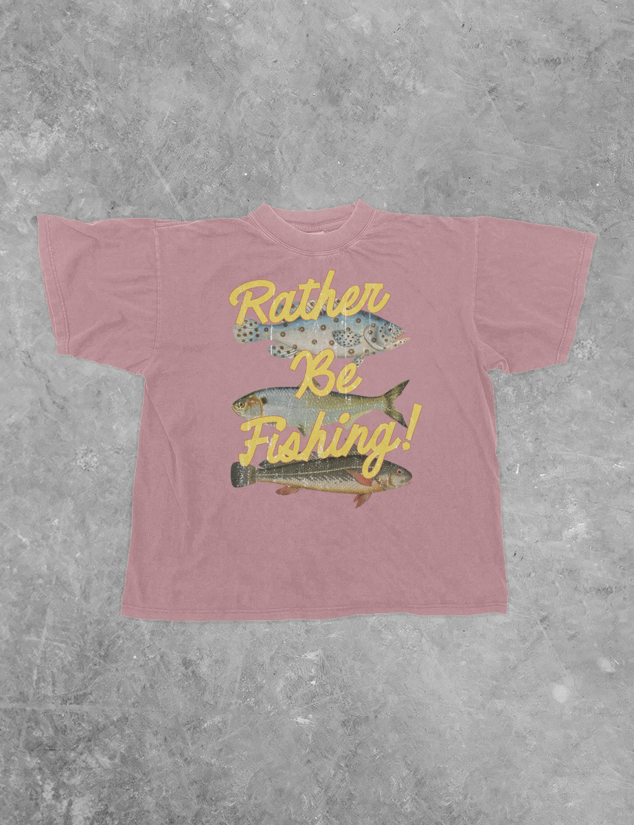 Underground Original Design: Rather Be Fishing, 3 Fish Boxy Cotton TShirt