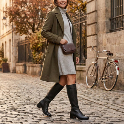 Gentle Souls Ella Black Leather Block-Heel Boots