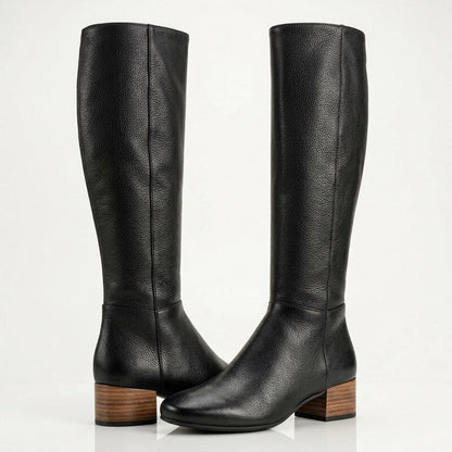 Gentle Souls Ella Black Leather Block-Heel Boots